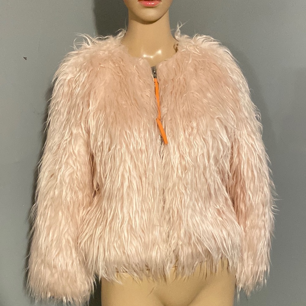 Coach light pink furry silk lined jacket